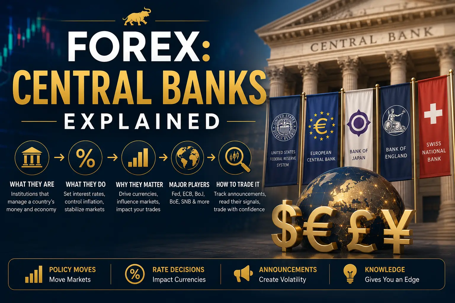 Forex Central Banks Explained: Fed, ECB, BoE, BoJ
