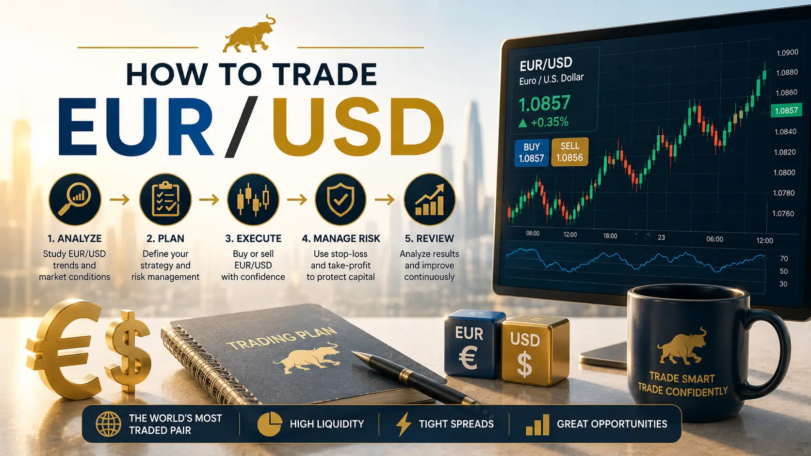 EUR/USDの取引方法:変動要因・スプレッド・取引セッション