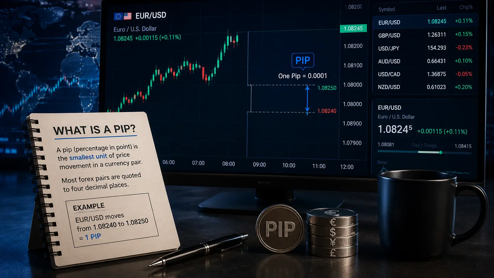 Pip Trong Giao Dịch Là Gì? Định Nghĩa, Số Thập Phân và Cách Tính Giá Trị Pip
